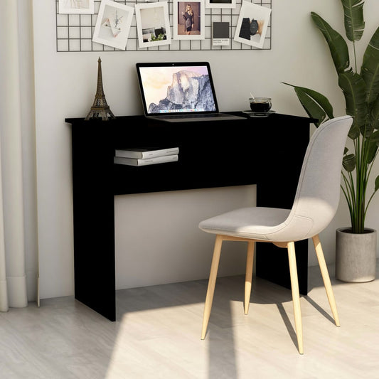 Scrivania Nera 90X50X74 Cm In Legno Multistrato
