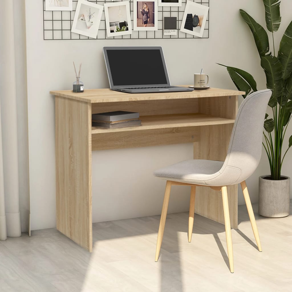 Scrivania Nera 90X50X74 Cm In Legno Multistrato
