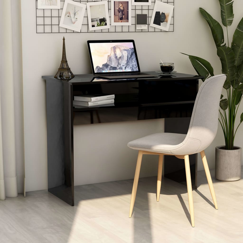 Scrivania Nera 90X50X74 Cm In Legno Multistrato