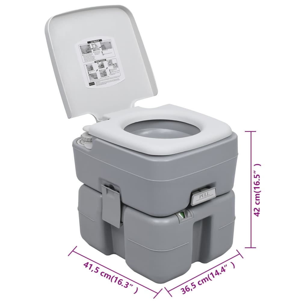 Wc Portatile Per Campeggio Grigio 20+10 L