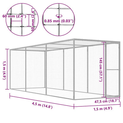 Gabbia Per Gatti 4,5X1,5X1,5 M In Acciaio Zincato