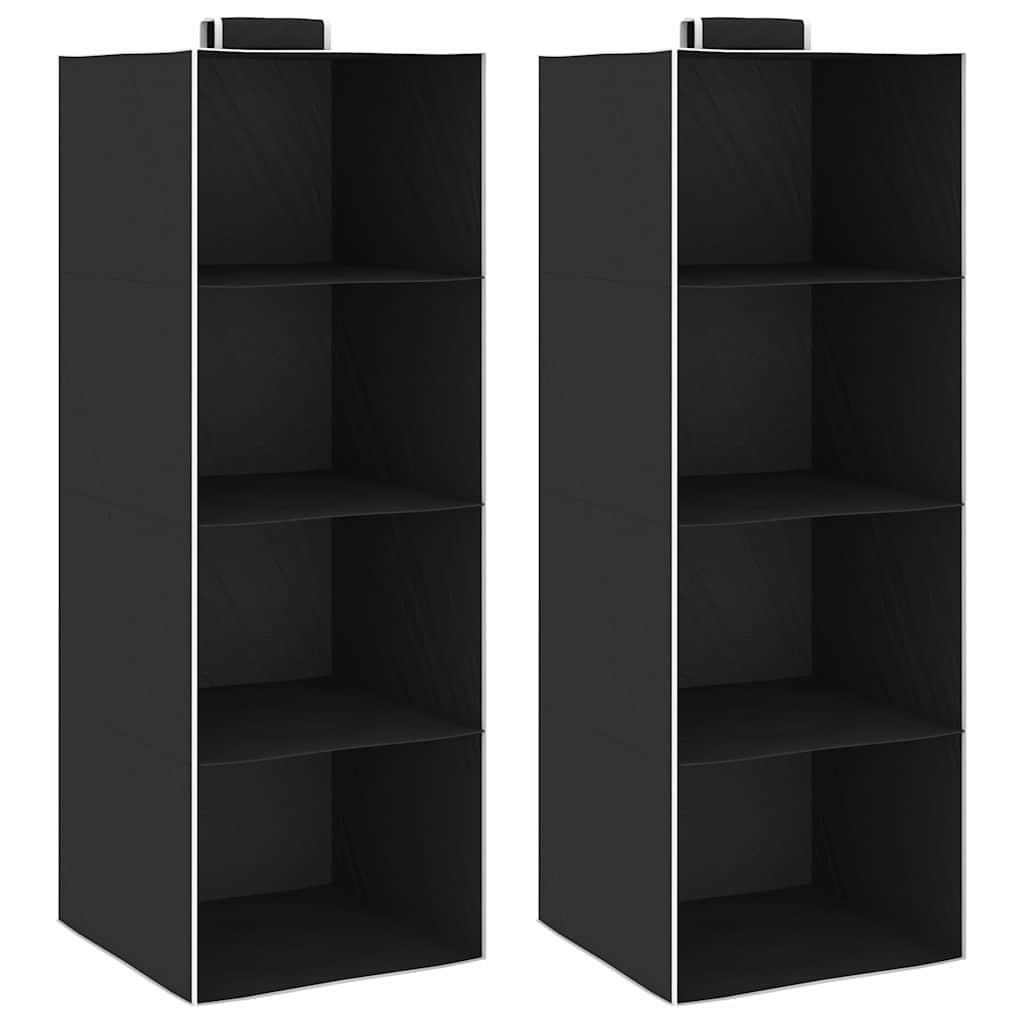Organizer Per Armadio Da Appendere 2 Pz Con 10 Ripiani Tessuto Nero