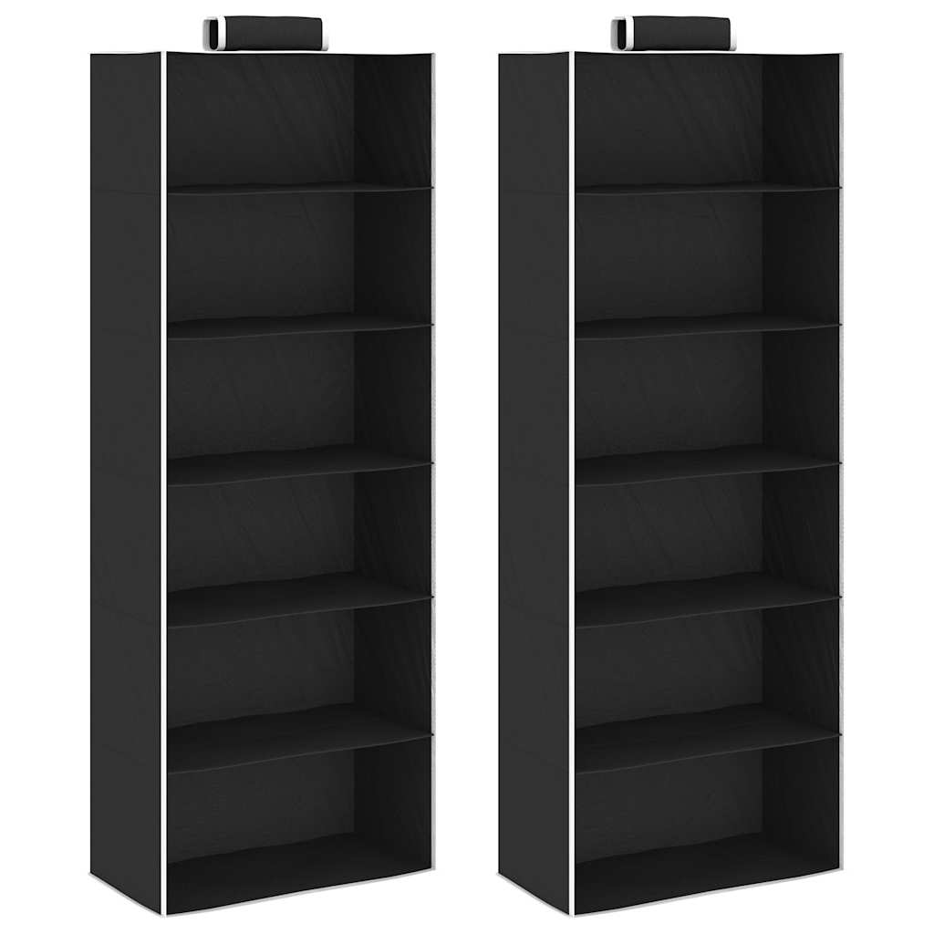 Organizer Per Armadio Da Appendere 2 Pz Con 10 Ripiani Tessuto Nero