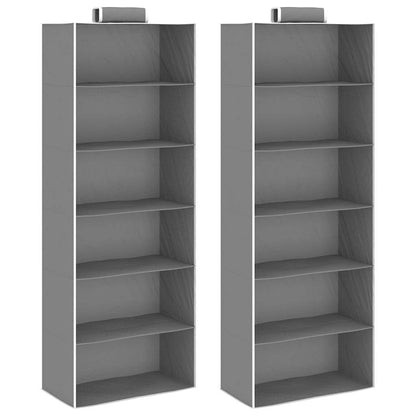Organizer Per Armadio Da Appendere Con 6 Ripiani 2 Pz Tessuto Grigio