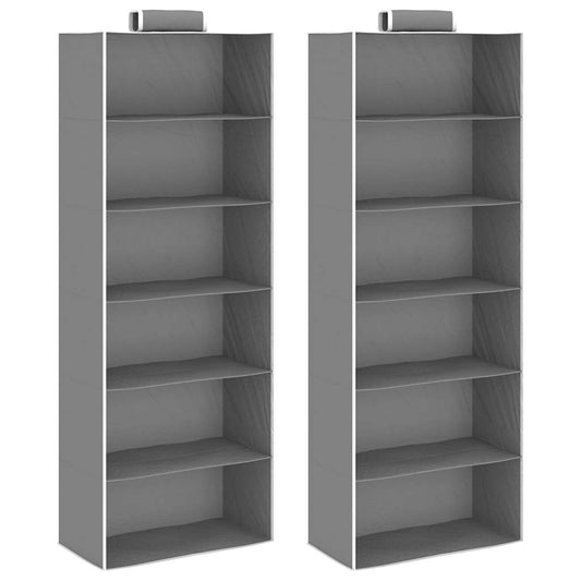Organizer Per Armadio Da Appendere Con 6 Ripiani 2 Pz Tessuto Grigio