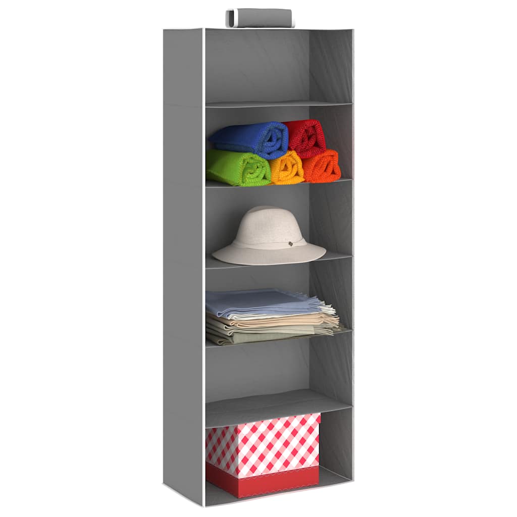 Organizer Per Armadio Da Appendere Con 6 Ripiani 2 Pz Tessuto Grigio