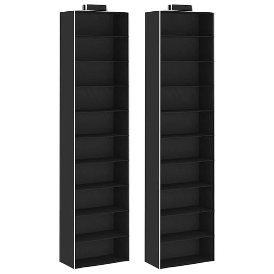 Organizer Per Armadio Da Appendere 2 Pz Con 10 Ripiani Tessuto Nero