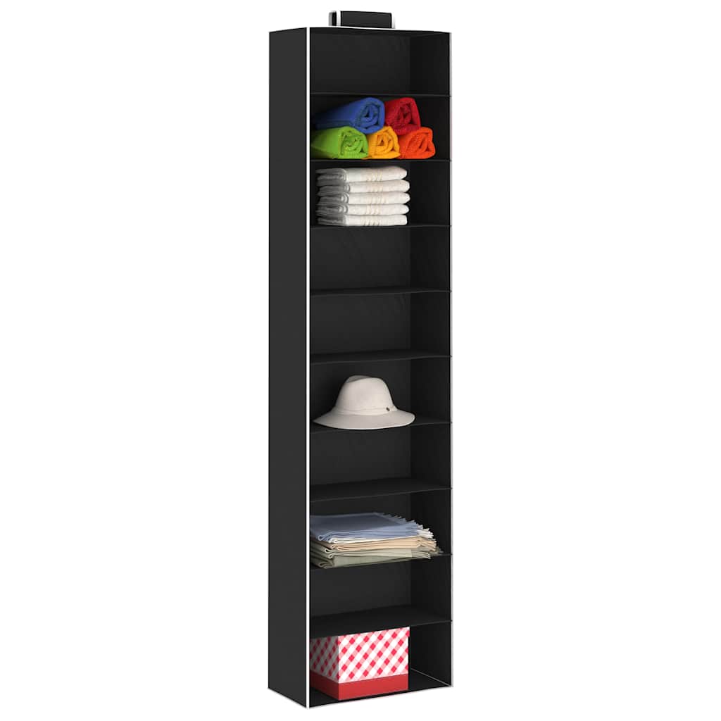 Organizer Per Armadio Da Appendere 2 Pz Con 10 Ripiani Tessuto Nero