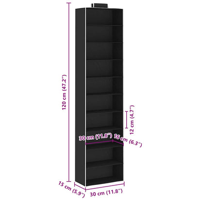 Organizer Per Armadio Da Appendere 2 Pz Con 10 Ripiani Tessuto Nero