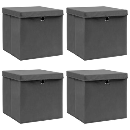 Scatole Portaoggetti Con Coperchi 4Pz Crema 32X32X32 Cm Tessuto