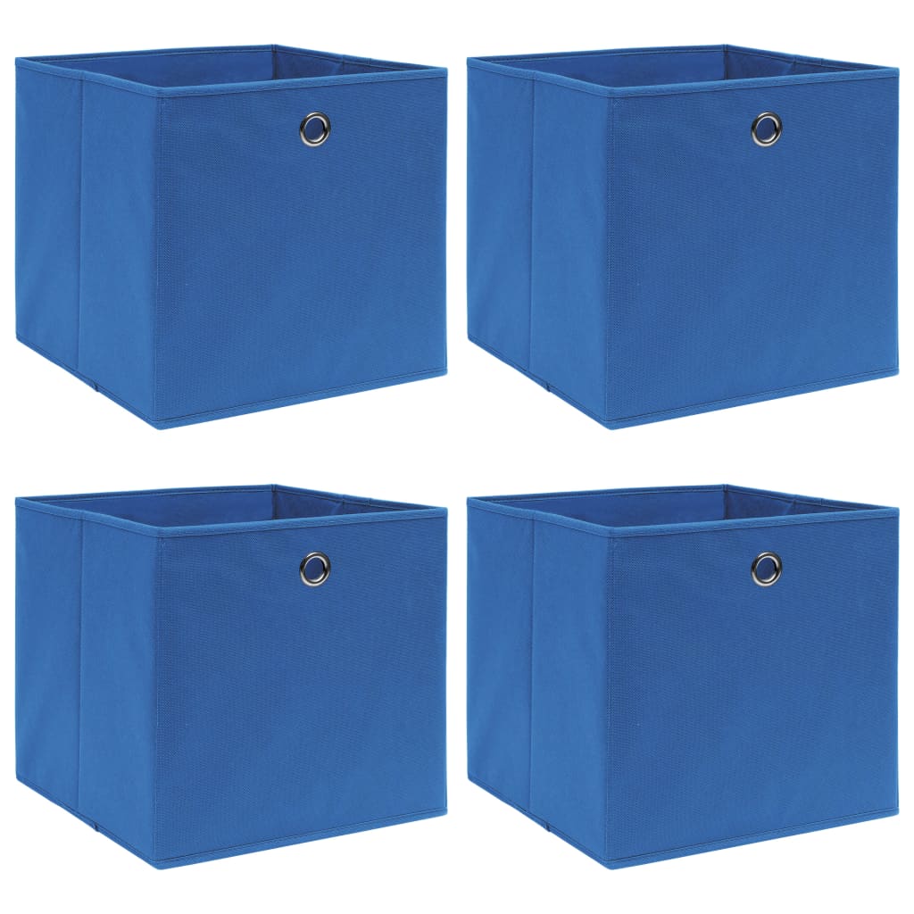 Scatole Portaoggetti Con Coperchi 4Pz Crema 32X32X32 Cm Tessuto