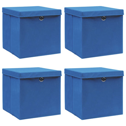 Scatole Portaoggetti Con Coperchi 4Pz Crema 32X32X32 Cm Tessuto