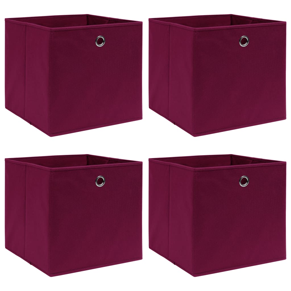 Scatole Portaoggetti Con Coperchi 4Pz Crema 32X32X32 Cm Tessuto