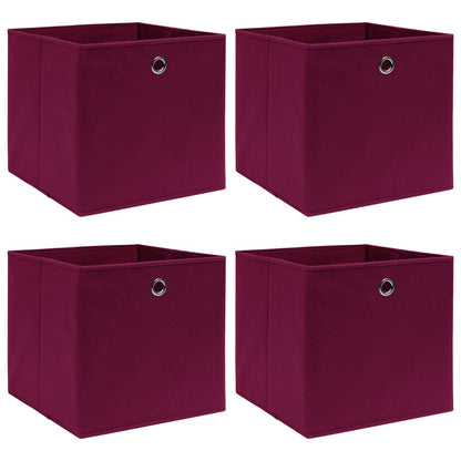 Scatole Portaoggetti Con Coperchi 4Pz Crema 32X32X32 Cm Tessuto