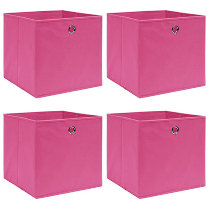Scatole Portaoggetti Con Coperchi 4Pz Crema 32X32X32 Cm Tessuto