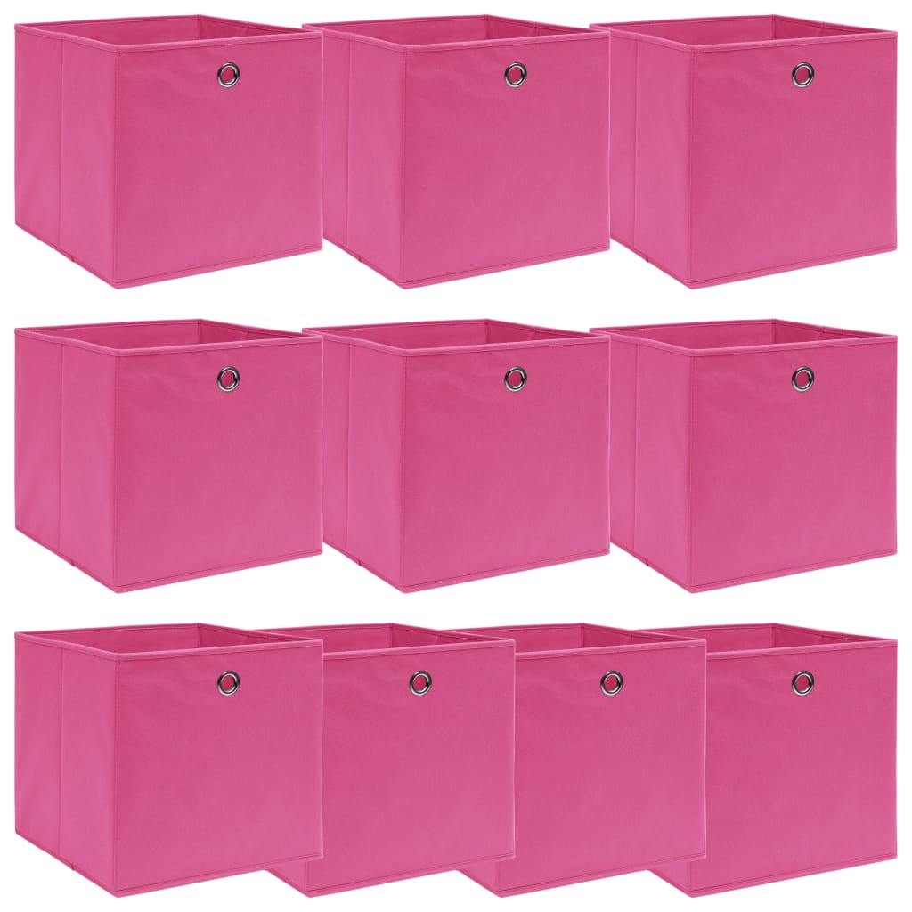 Scatole Portaoggetti Con Coperchi 4Pz Crema 32X32X32 Cm Tessuto