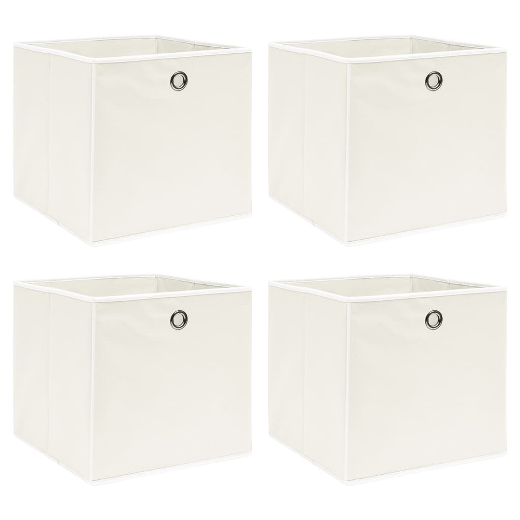 Scatole Portaoggetti Con Coperchi 4Pz Crema 32X32X32 Cm Tessuto