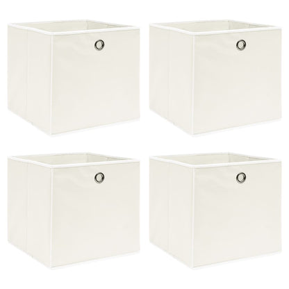 Scatole Portaoggetti Con Coperchi 4Pz Crema 32X32X32 Cm Tessuto