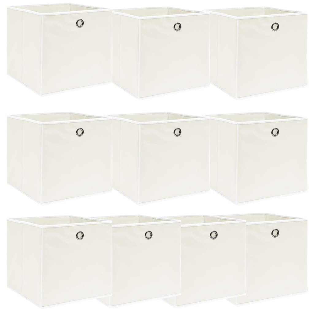Scatole Portaoggetti Con Coperchi 4Pz Crema 32X32X32 Cm Tessuto