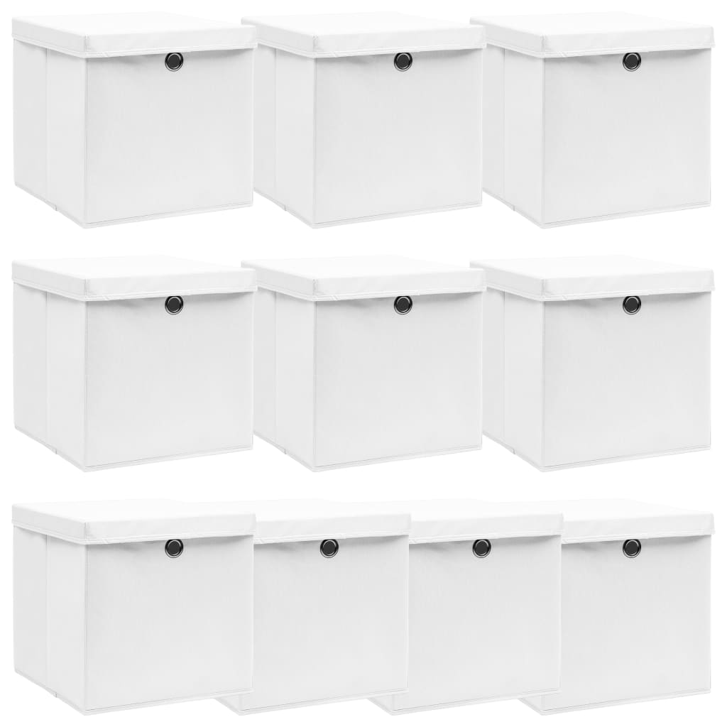 Scatole Portaoggetti Con Coperchi 4Pz Crema 32X32X32 Cm Tessuto
