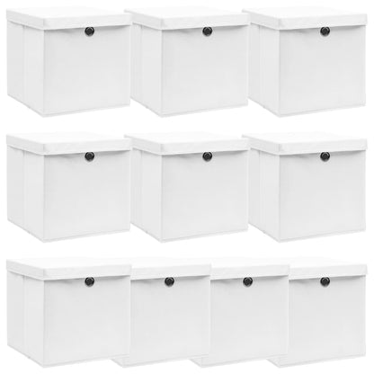 Scatole Portaoggetti Con Coperchi 4Pz Crema 32X32X32 Cm Tessuto