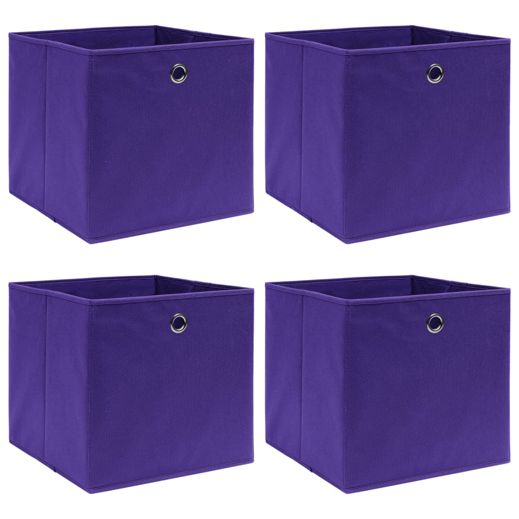 Scatole Portaoggetti Con Coperchi 4Pz Crema 32X32X32 Cm Tessuto