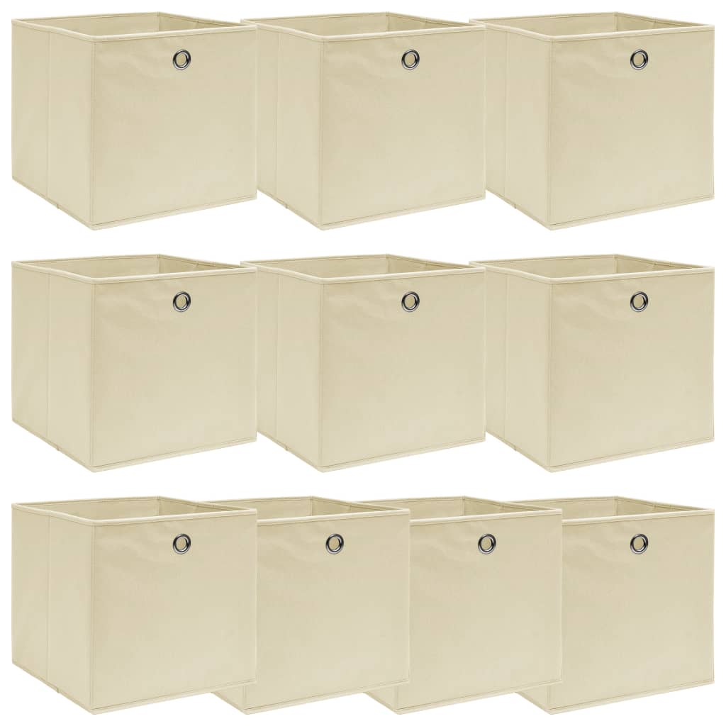 Scatole Portaoggetti Con Coperchi 4Pz Crema 32X32X32 Cm Tessuto
