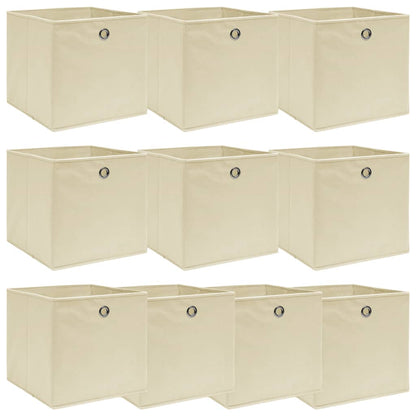 Scatole Portaoggetti Con Coperchi 4Pz Crema 32X32X32 Cm Tessuto