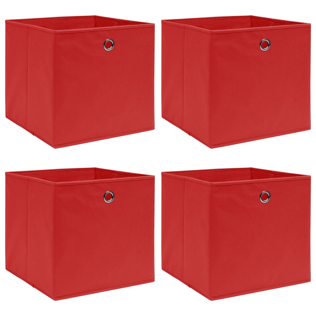 Scatole Portaoggetti Con Coperchi 4Pz Crema 32X32X32 Cm Tessuto