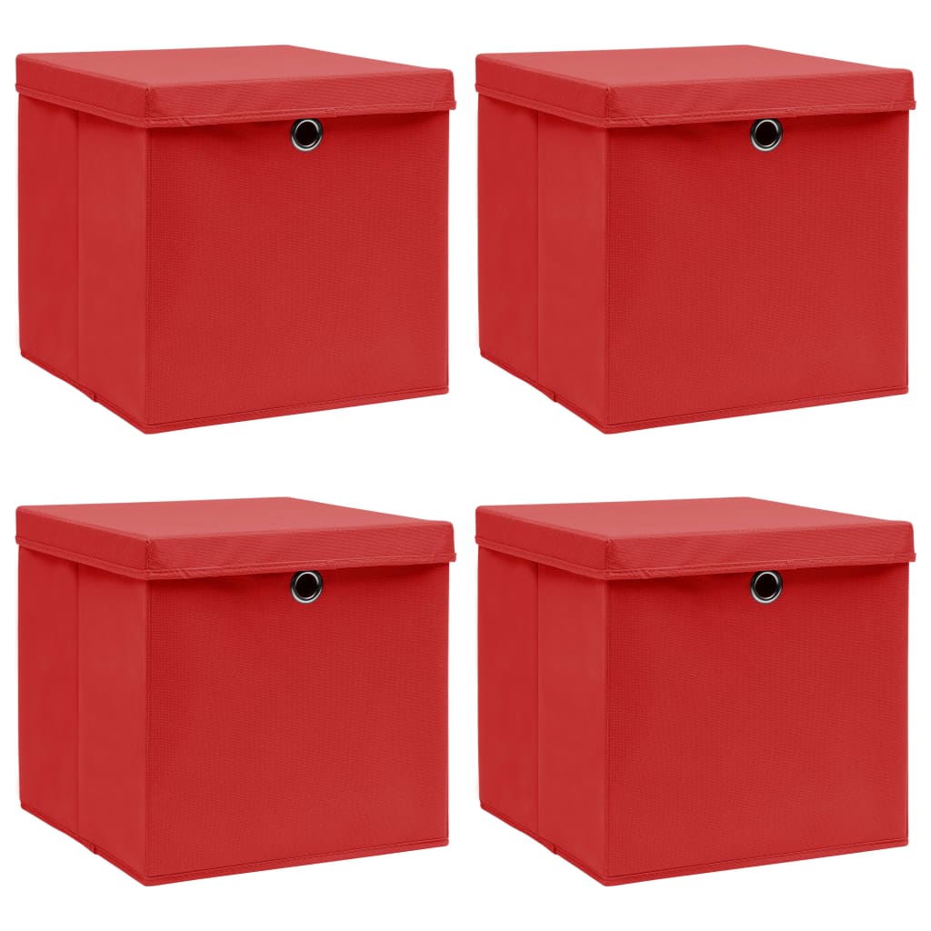 Scatole Portaoggetti Con Coperchi 4Pz Crema 32X32X32 Cm Tessuto