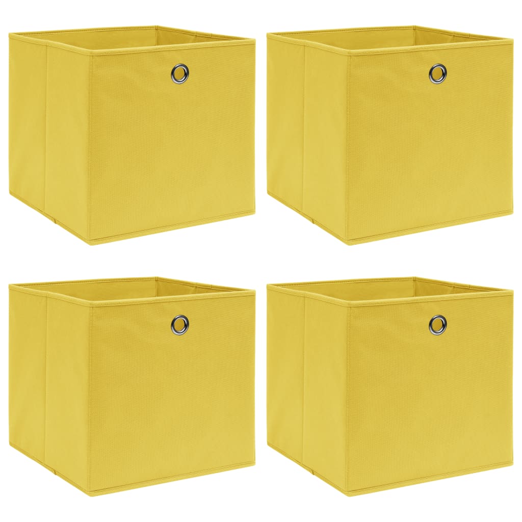 Scatole Portaoggetti Con Coperchi 4Pz Crema 32X32X32 Cm Tessuto