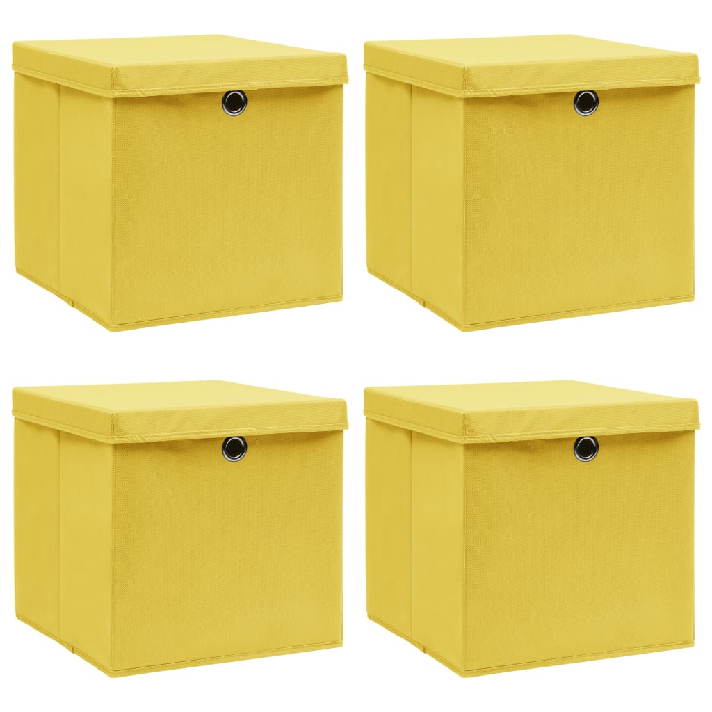 Scatole Portaoggetti Con Coperchi 4Pz Crema 32X32X32 Cm Tessuto