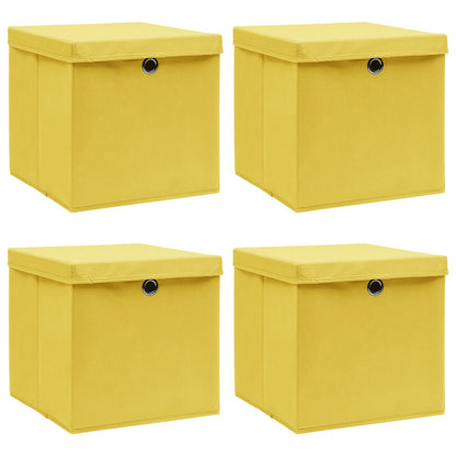 Scatole Portaoggetti Con Coperchi 4Pz Crema 32X32X32 Cm Tessuto
