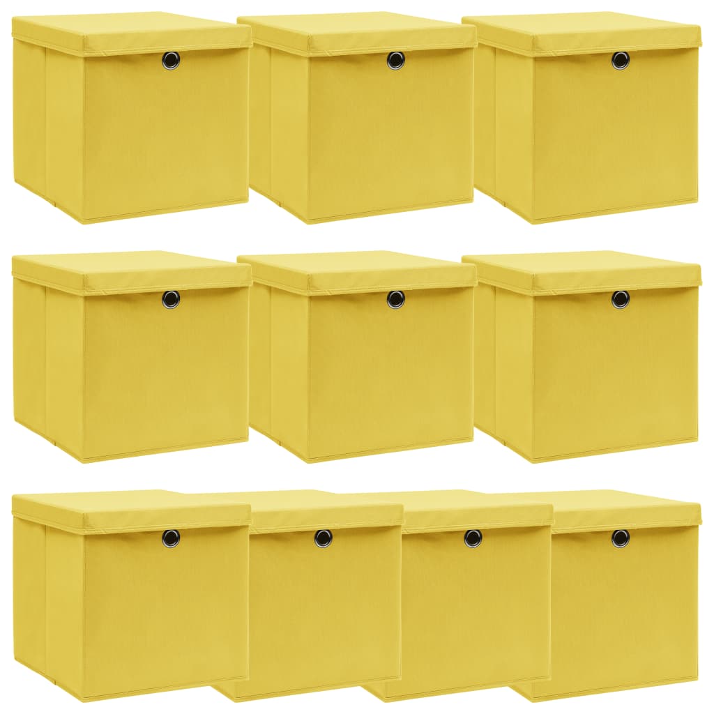 Scatole Portaoggetti Con Coperchi 4Pz Crema 32X32X32 Cm Tessuto