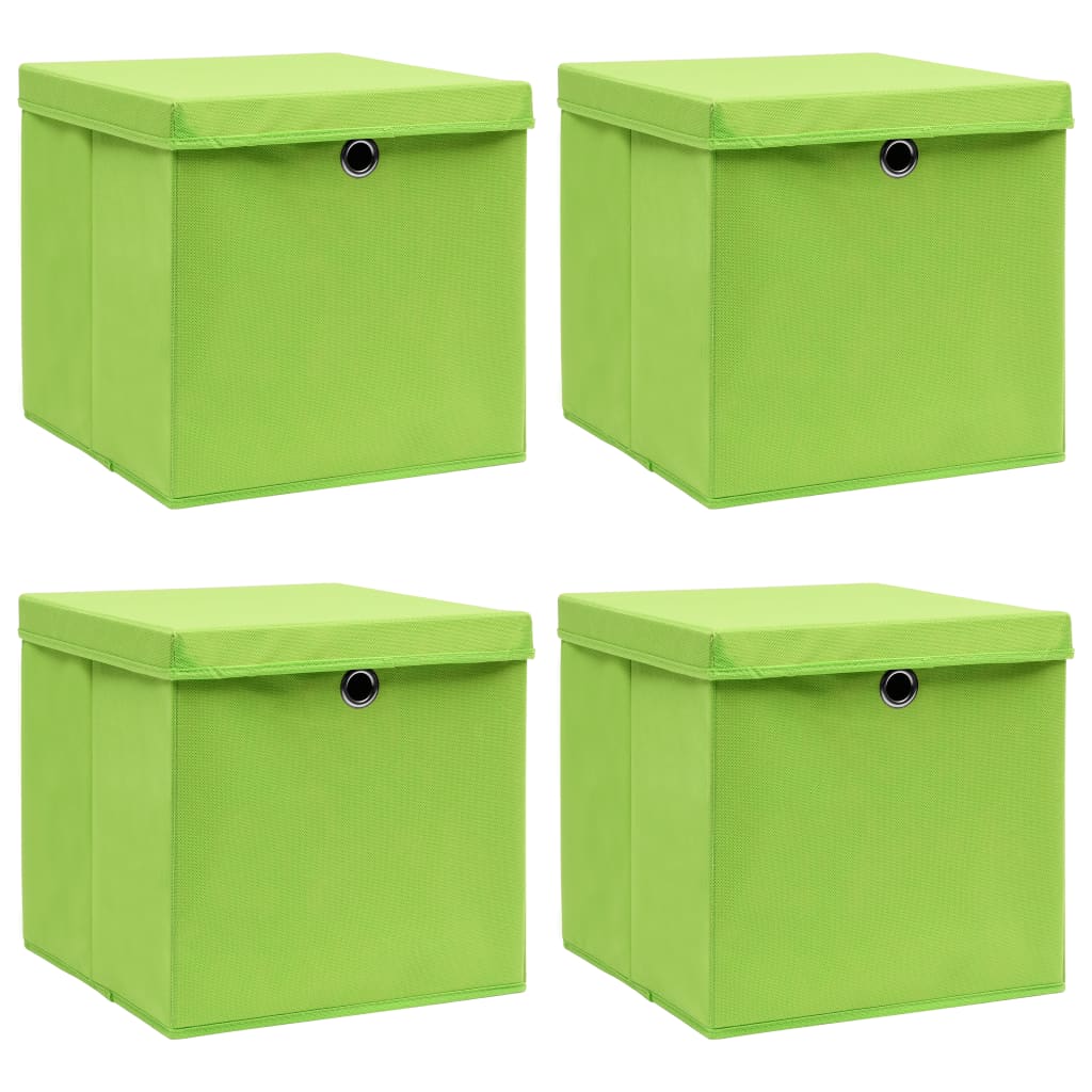 Scatole Portaoggetti Con Coperchi 4Pz Crema 32X32X32 Cm Tessuto