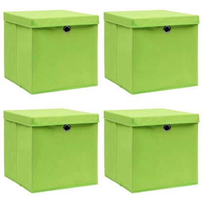 Scatole Portaoggetti Con Coperchi 4Pz Crema 32X32X32 Cm Tessuto