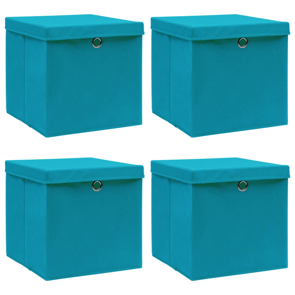 Scatole Portaoggetti Con Coperchi 4Pz Crema 32X32X32 Cm Tessuto