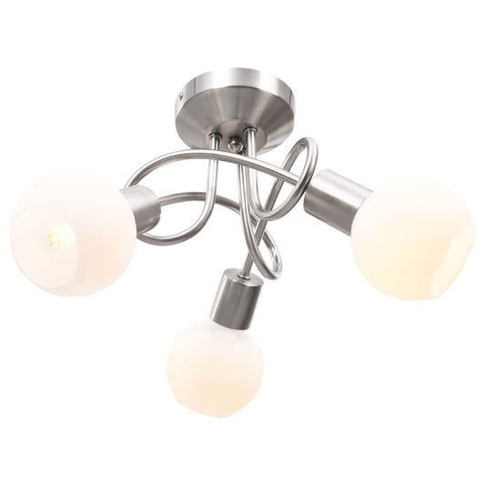 Lampadario Paralume In Ceramica A Coppa Bianco 3 Lampadine E14