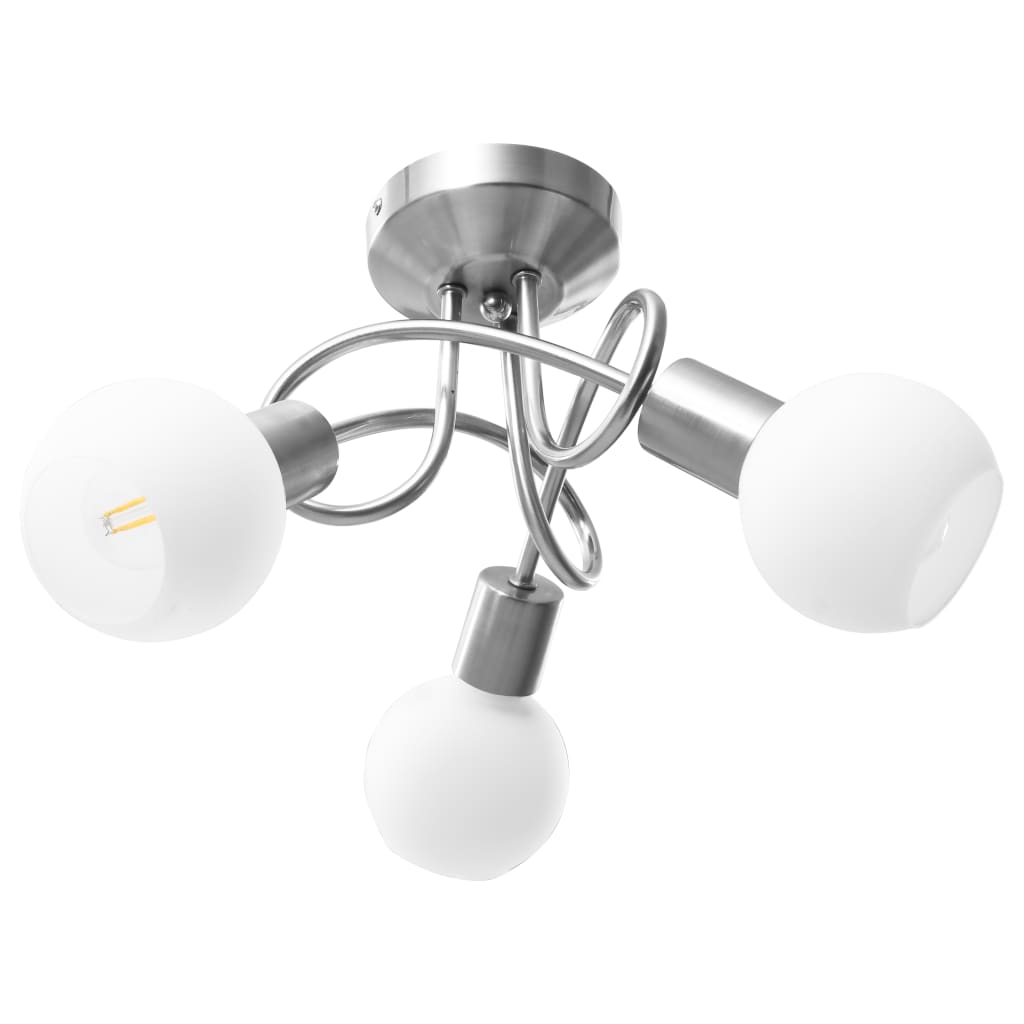 Lampadario Paralume In Ceramica A Coppa Bianco 3 Lampadine E14