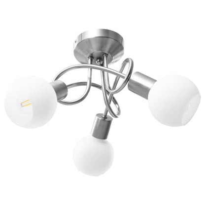 Lampadario Paralume In Ceramica A Coppa Bianco 3 Lampadine E14