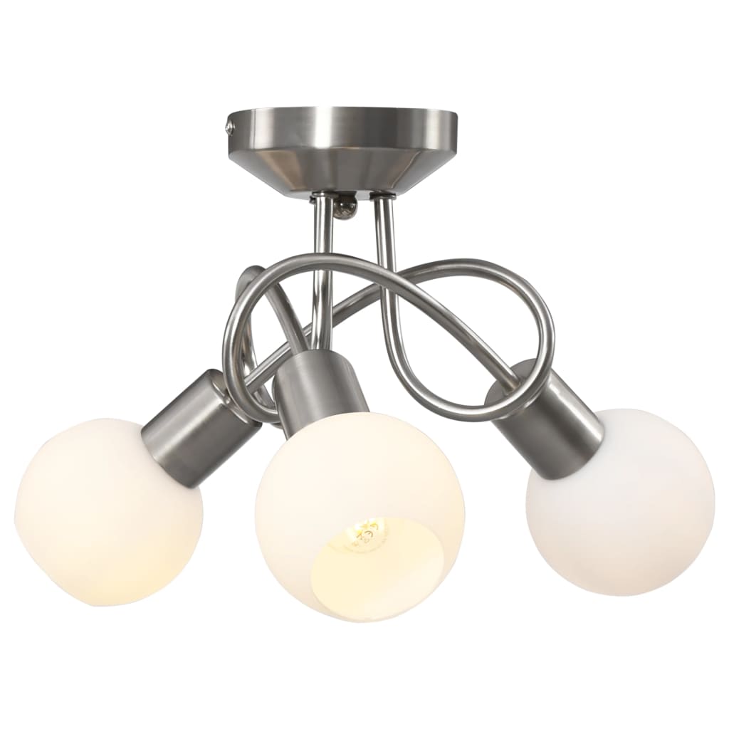 Lampadario Paralume In Ceramica A Coppa Bianco 3 Lampadine E14