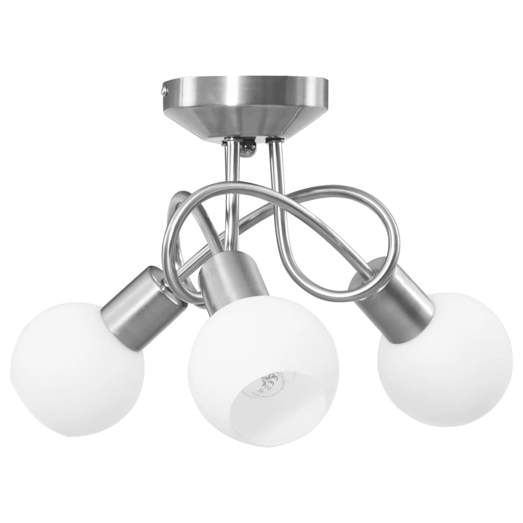 Lampadario Paralume In Ceramica A Coppa Bianco 3 Lampadine E14