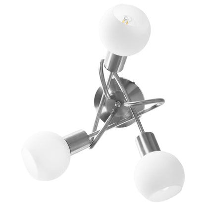 Lampadario Paralume In Ceramica A Coppa Bianco 3 Lampadine E14