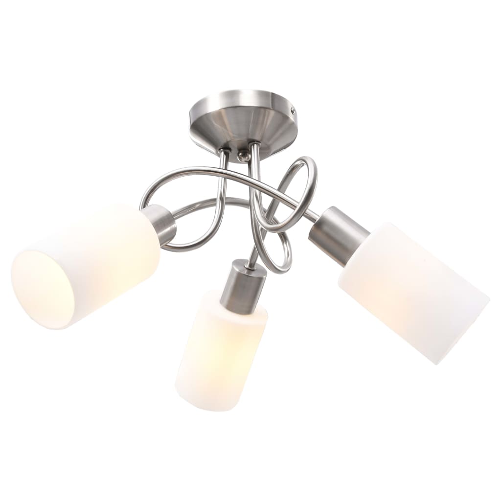 Lampadario Paralume In Ceramica A Coppa Bianco 3 Lampadine E14