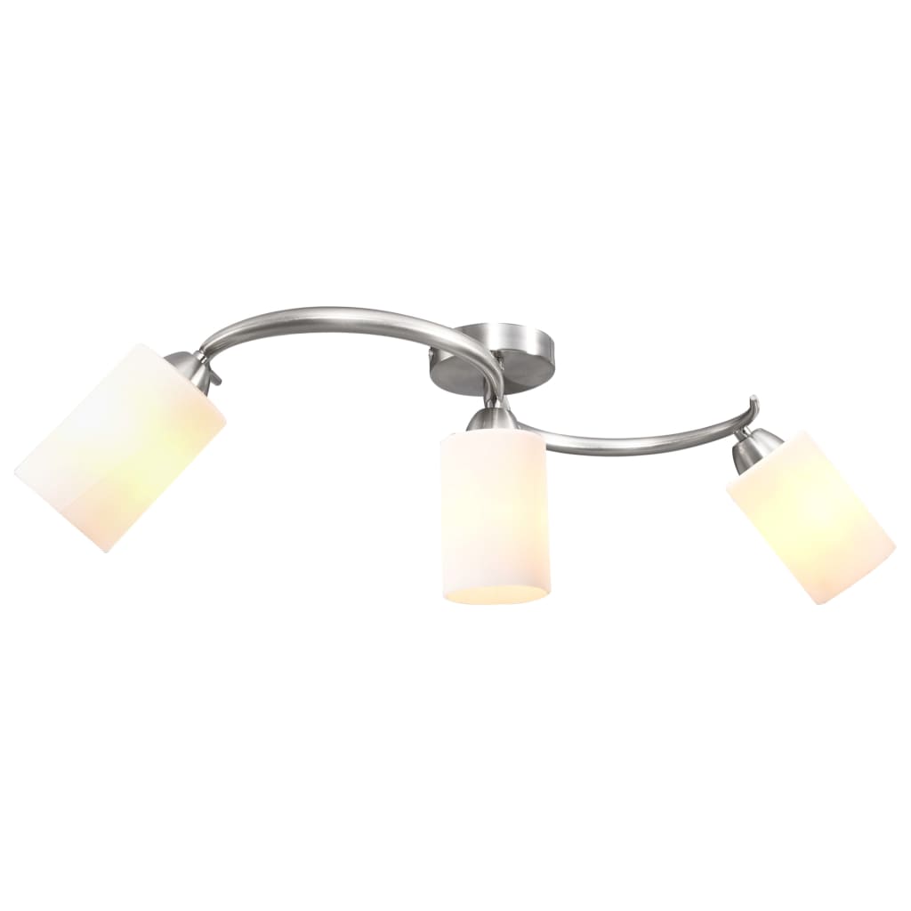Lampadario Paralume In Ceramica A Bianco 3 Lampadine E14