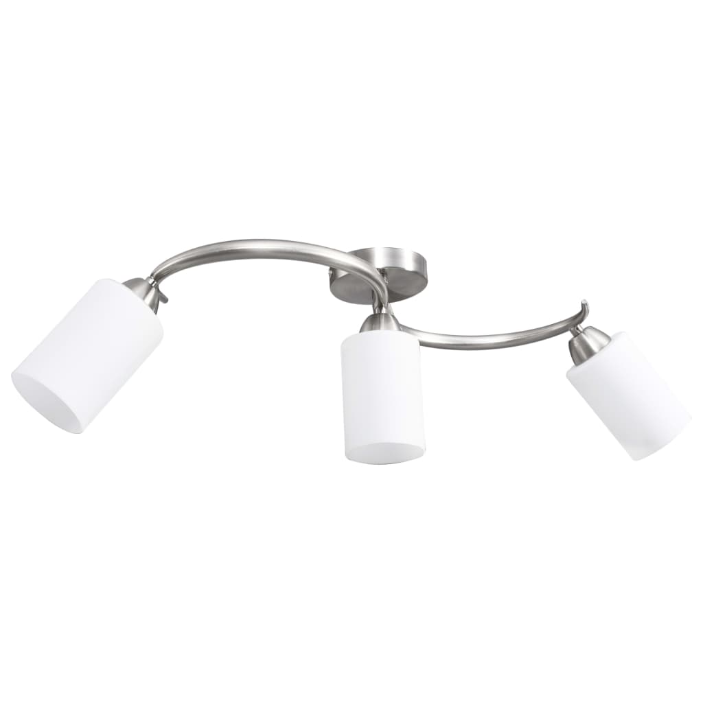Lampadario Paralume In Ceramica A Bianco 3 Lampadine E14