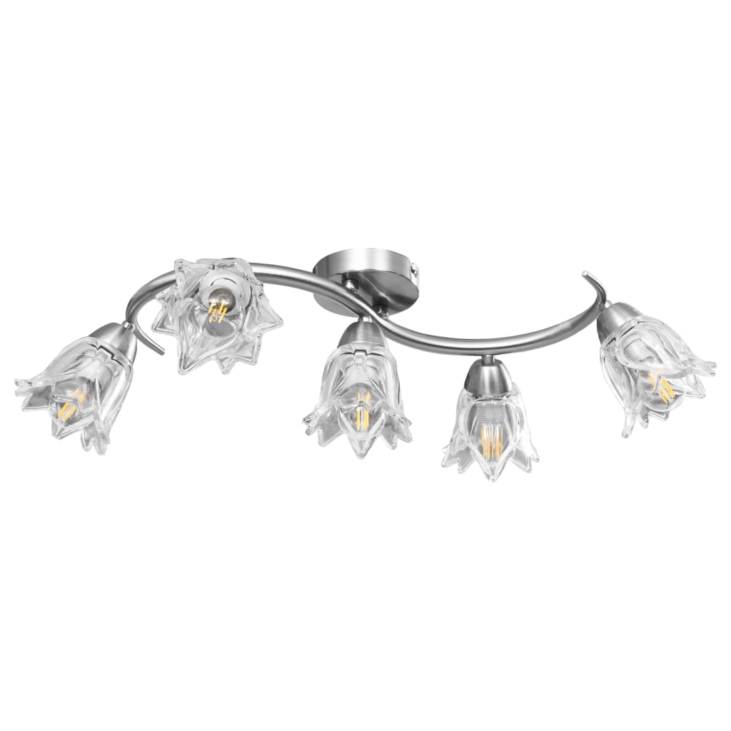 Lampadario Con Paralumi In Vetro Per 5 Lampadine E14
