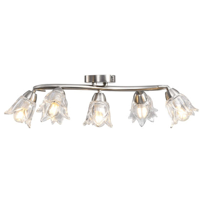 Lampadario Con Paralumi In Vetro Per 5 Lampadine E14