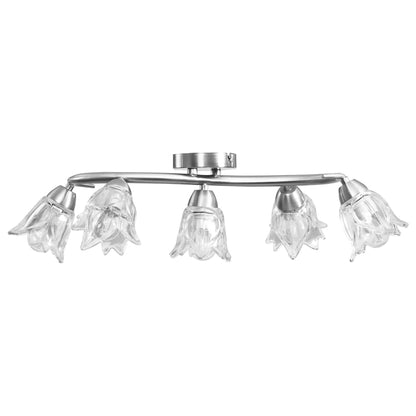 Lampadario Con Paralumi In Vetro Per 5 Lampadine E14