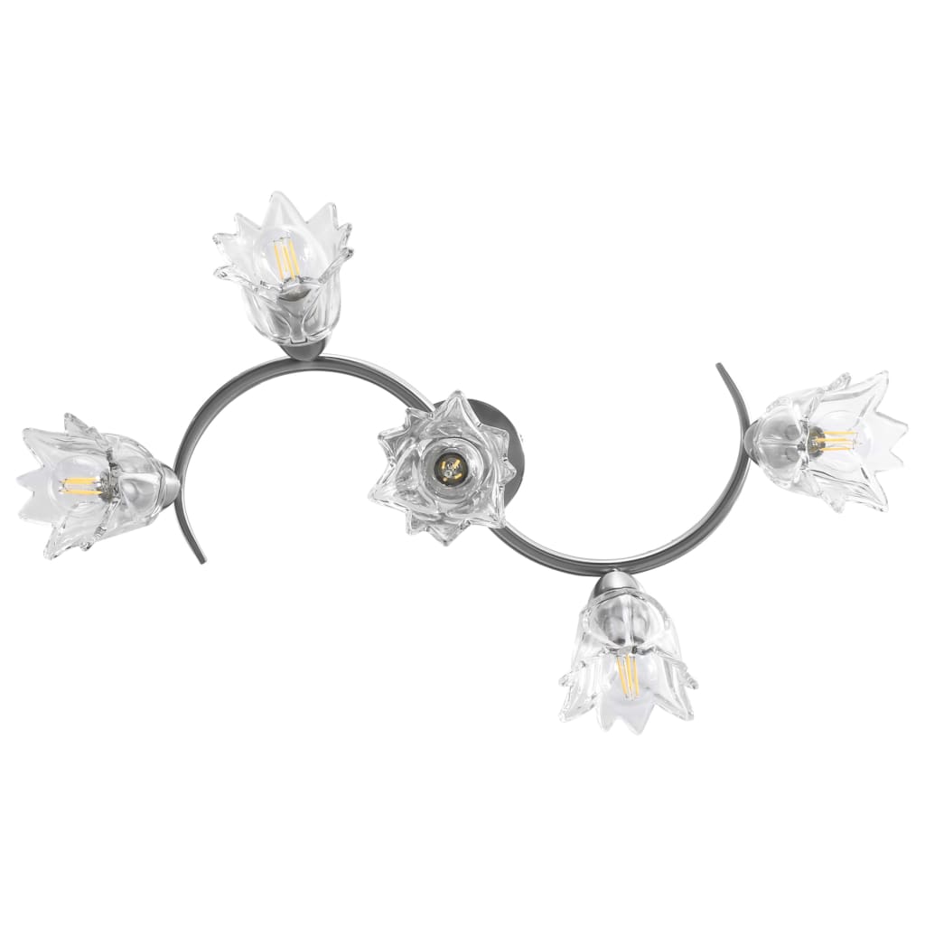 Lampadario Con Paralumi In Vetro Per 5 Lampadine E14